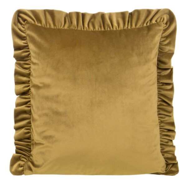 Poszewka na poduszkę 45x45 cm welwetowa, miodowa zdobiona na brzegach falbanami VELVET 25 Eurofirany Premium
